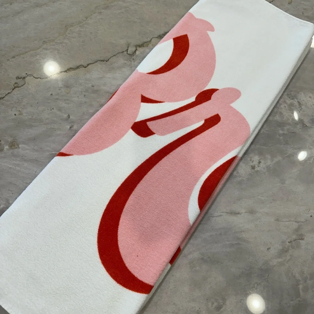 Ford White Beach Towel with Pink and Red 'Bride' Script